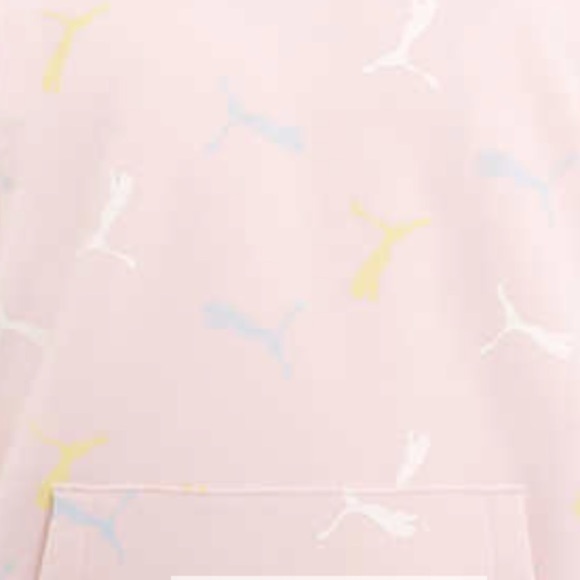 Puma Girls Logo Print Hoodie Pink Size Small 7/8 - Picture 3 of 3
